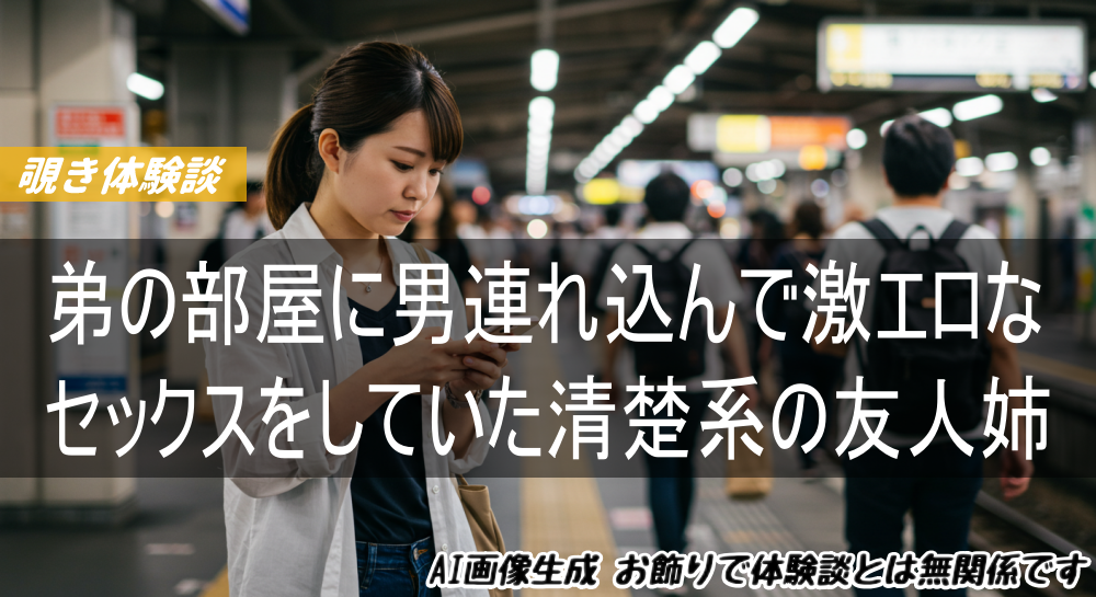弟の部屋に男連れ込んで激エロなセックスをしていた清楚系の友人姉